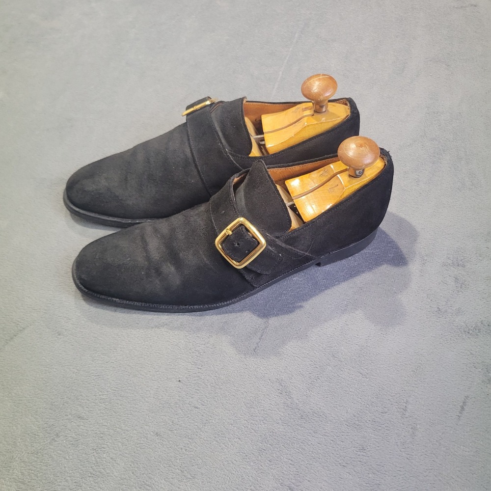 Church's Monk Strap Loafers7 Mens 10 Black Suede Single Buckle Made in England